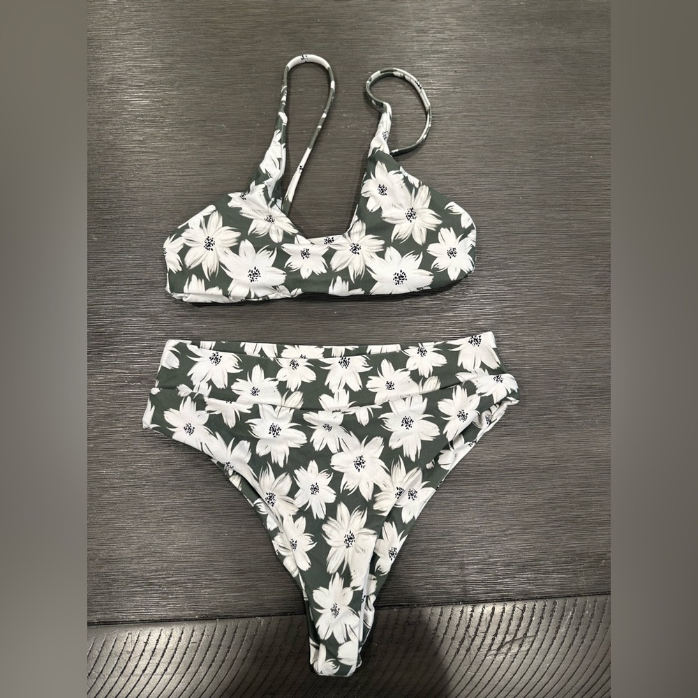 Midori Floral Bikini in Green and White
